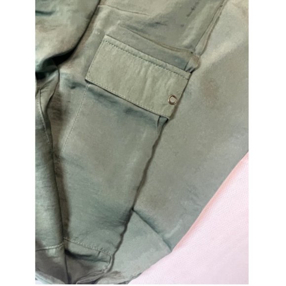 NWT - PJ Salvage Sister Satin Cargo Pants-Sage Size Small - Picture 2 of 8